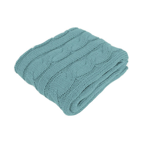 Hudson Knitted Throw Rug 127 x 152 cm - Soft Polyester, Classic Design, Dusk Blue - SuperSaverAU - view 1