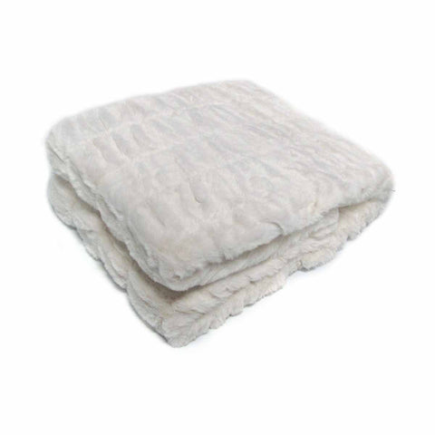 Premium Meadow Faux Fur Throw Rug – Off White 127 x 152cm