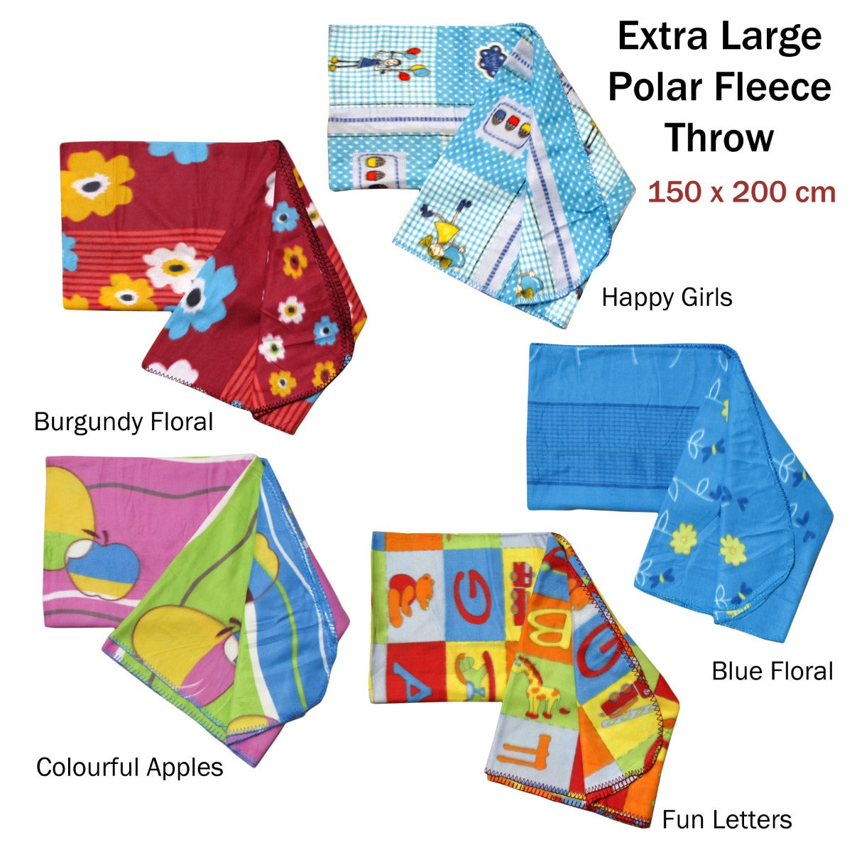 Artex Assorted Extra Large Print Polar Fleece Throw Rug 150 x 200 cm Burgundy Floral - SuperSaverAU - view 2