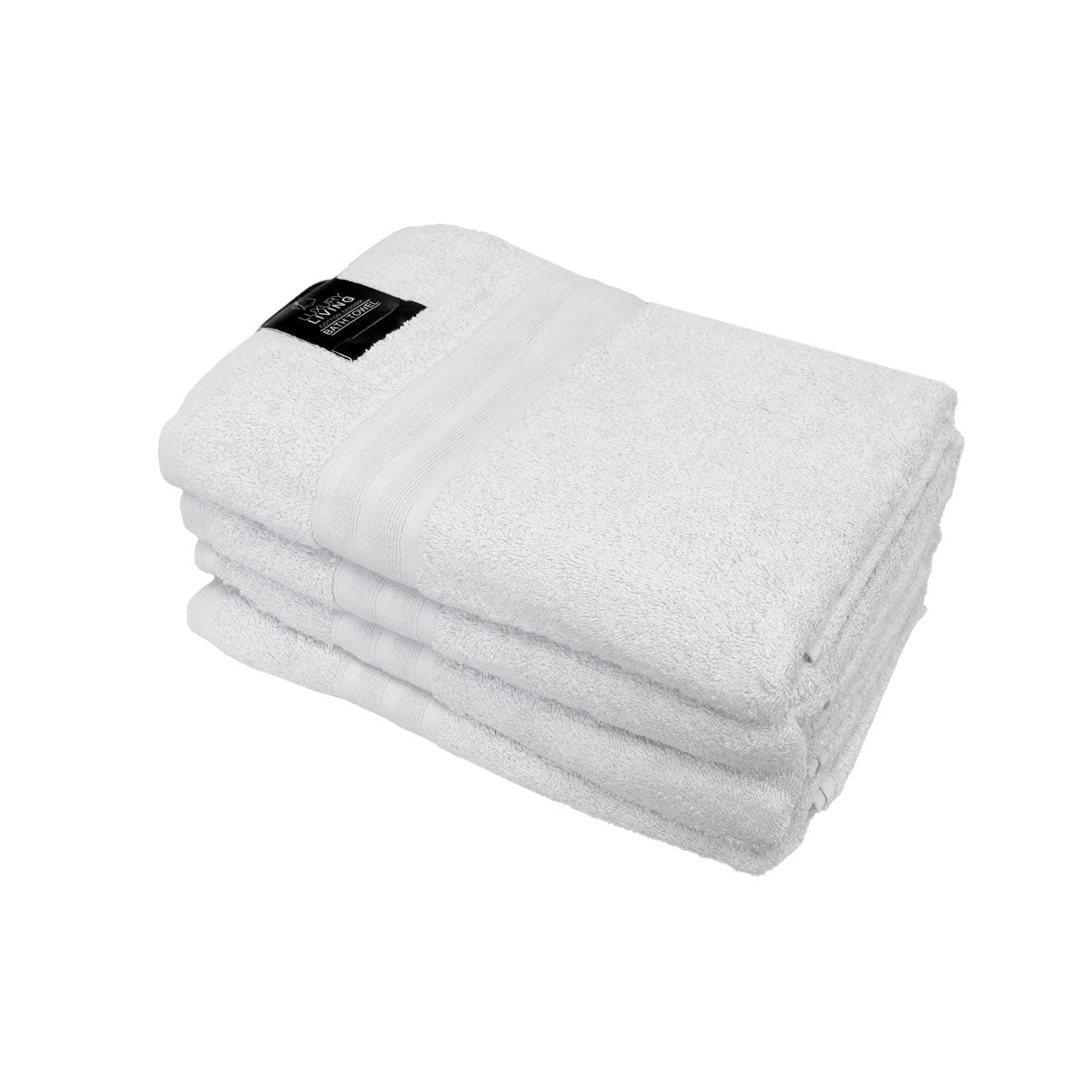 550GSM Set of 4 100% Cotton Terry Bath Towels 70 x 140 cm - White - SuperSaverAU - view 1