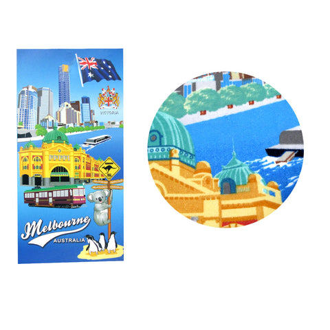 Premium Melbourne Australia Microfibre Beach Towel - 75 x 152cm