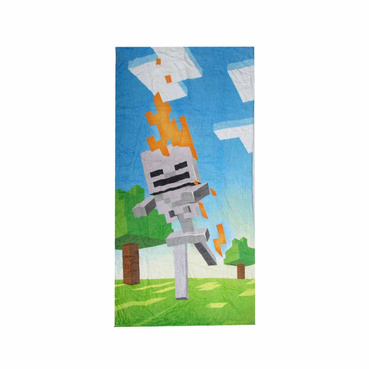Kids Fun Theme Cotton Beach Towel 70 x 140 cm Mincraft Fire - SuperSaverAU - view 1