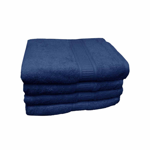500GSM Set of 4 Combed Cotton Bath Towels Navy 70 x 140 cm - SuperSaverAU - view 1