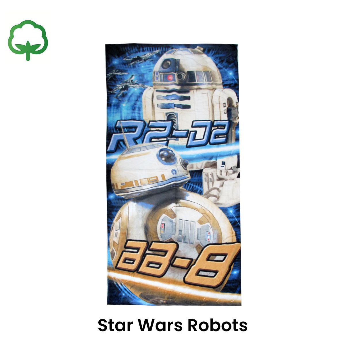 Teen Cool Theme Cotton Beach Towel 70 x 140 cm Star Wars Robots R2-D2 BB-8 - SuperSaverAU - view 2