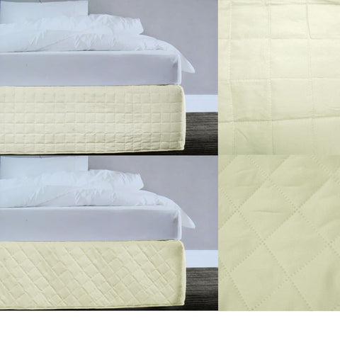 Microfiber Quilted Bedskirt Valance Cream 33cm Drop Queen - Random Pattern - SuperSaverAU - view 1