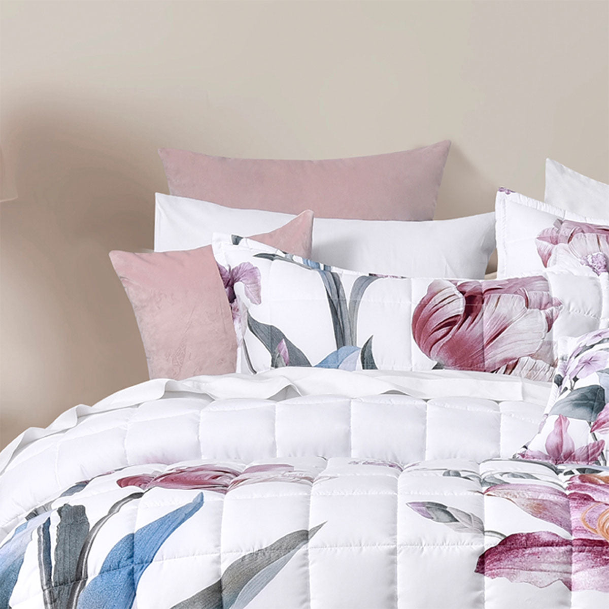 Bianca Carmela Floral Bedspread Set Single - Hand Painted, Soft Polyester - SuperSaverAU - view 2