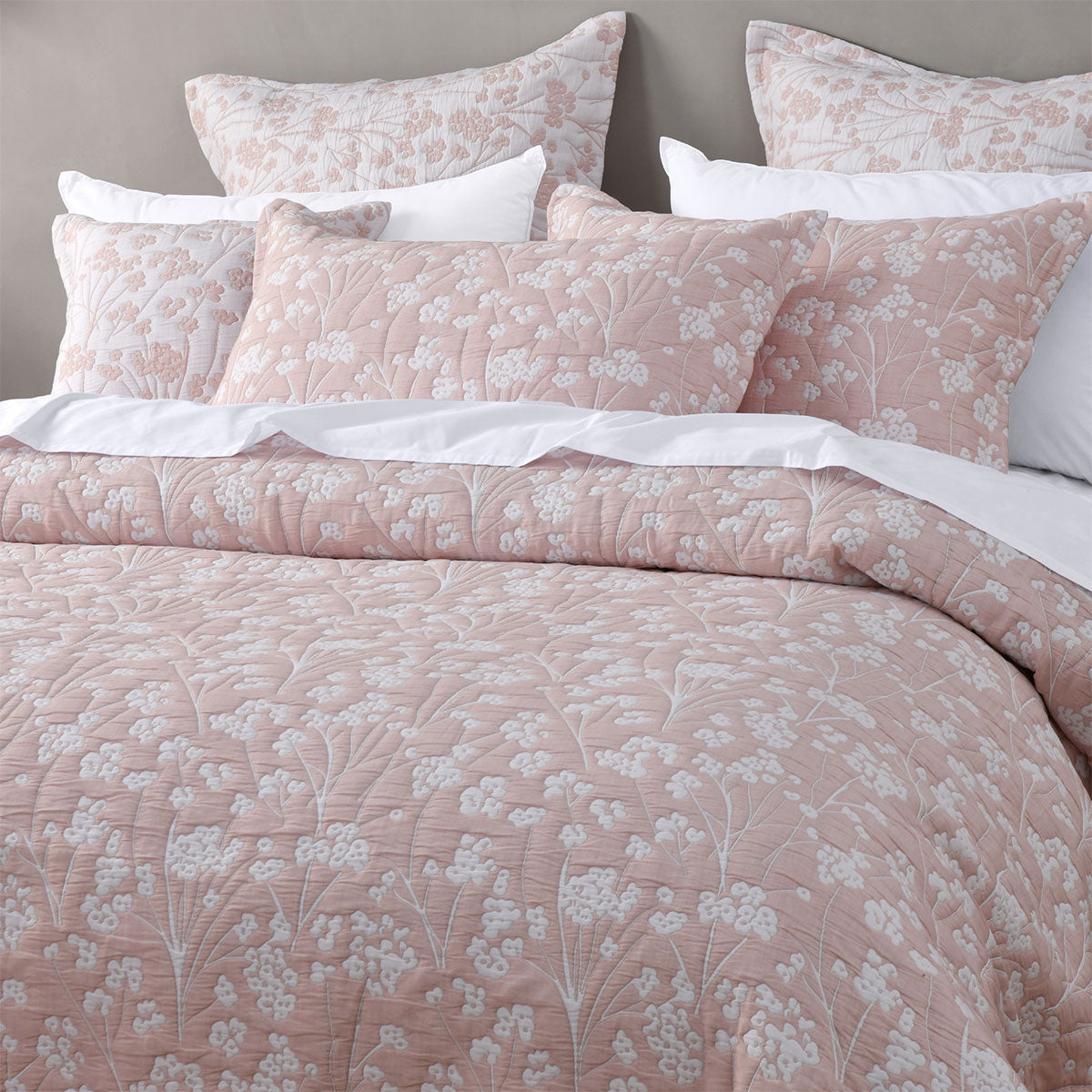 Bianca Myra Blush Floral Jacquard Bedspread Set Single - SuperSaverAU - view 3