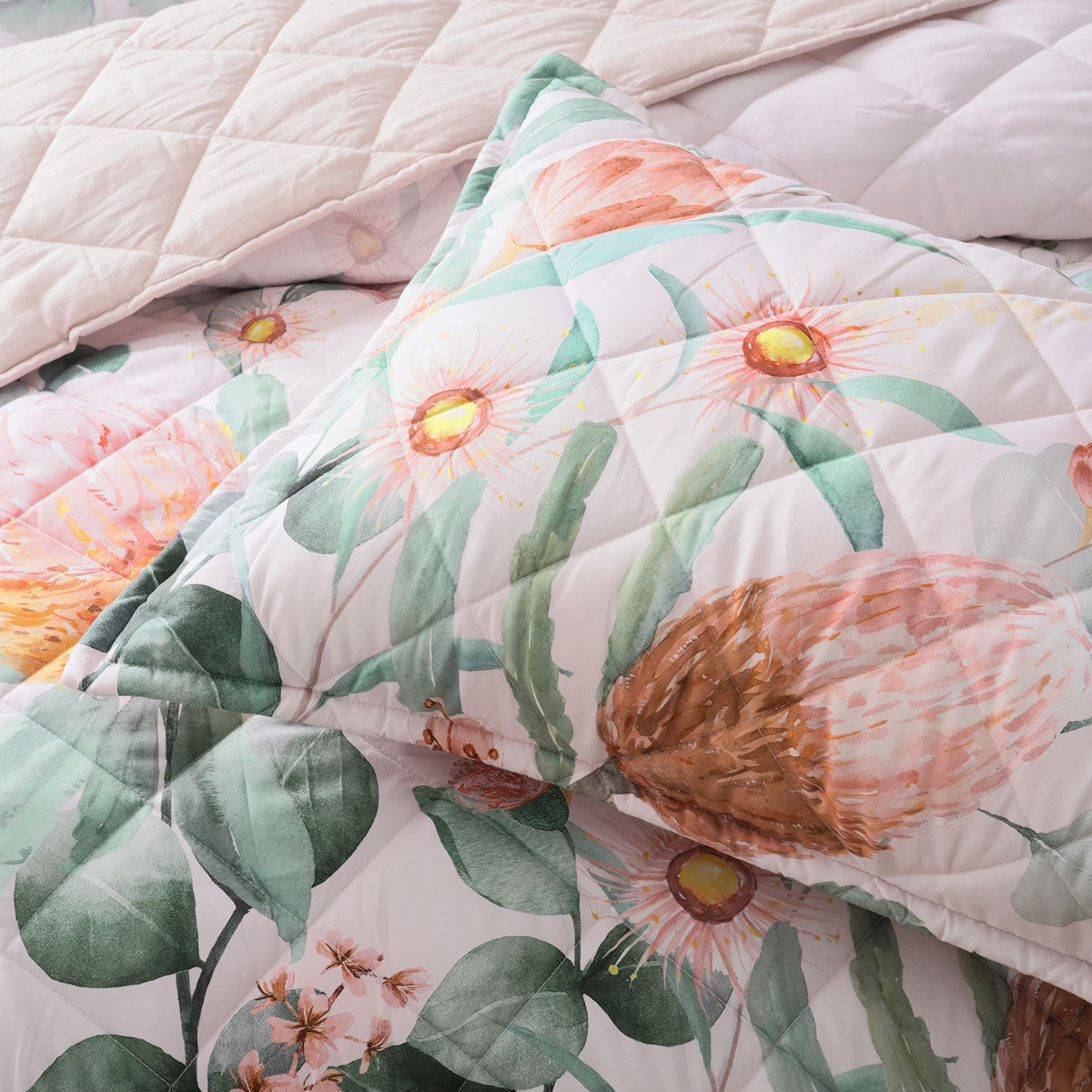 Bianca Sidney Printed Floral Bedspread Set – Blush King