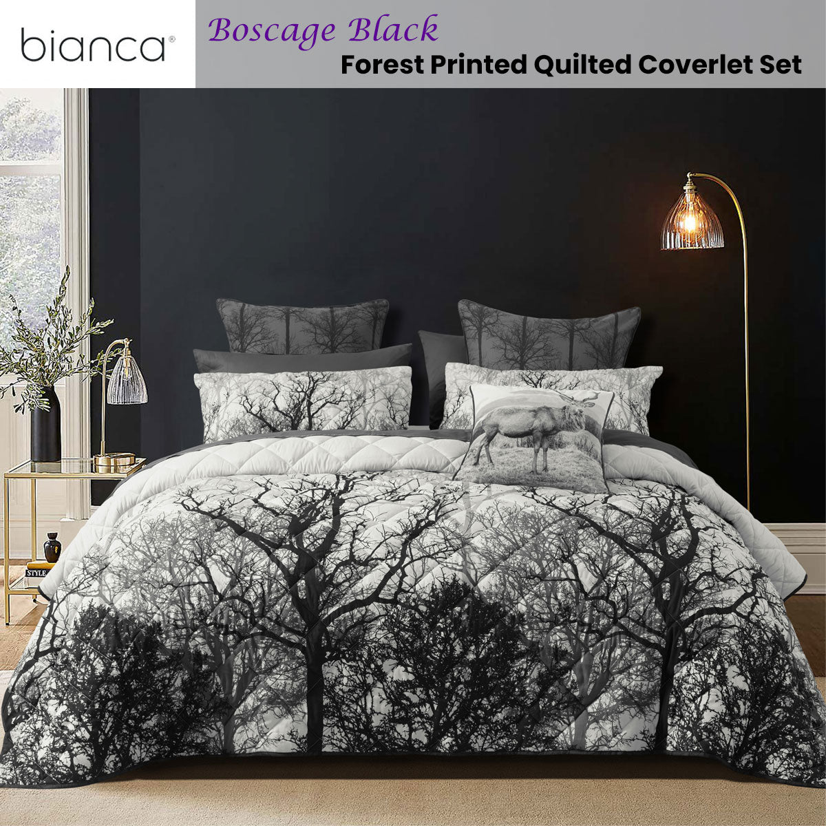 Bianca Boscage Black Forest Quilted Coverlet Set - Queen/King