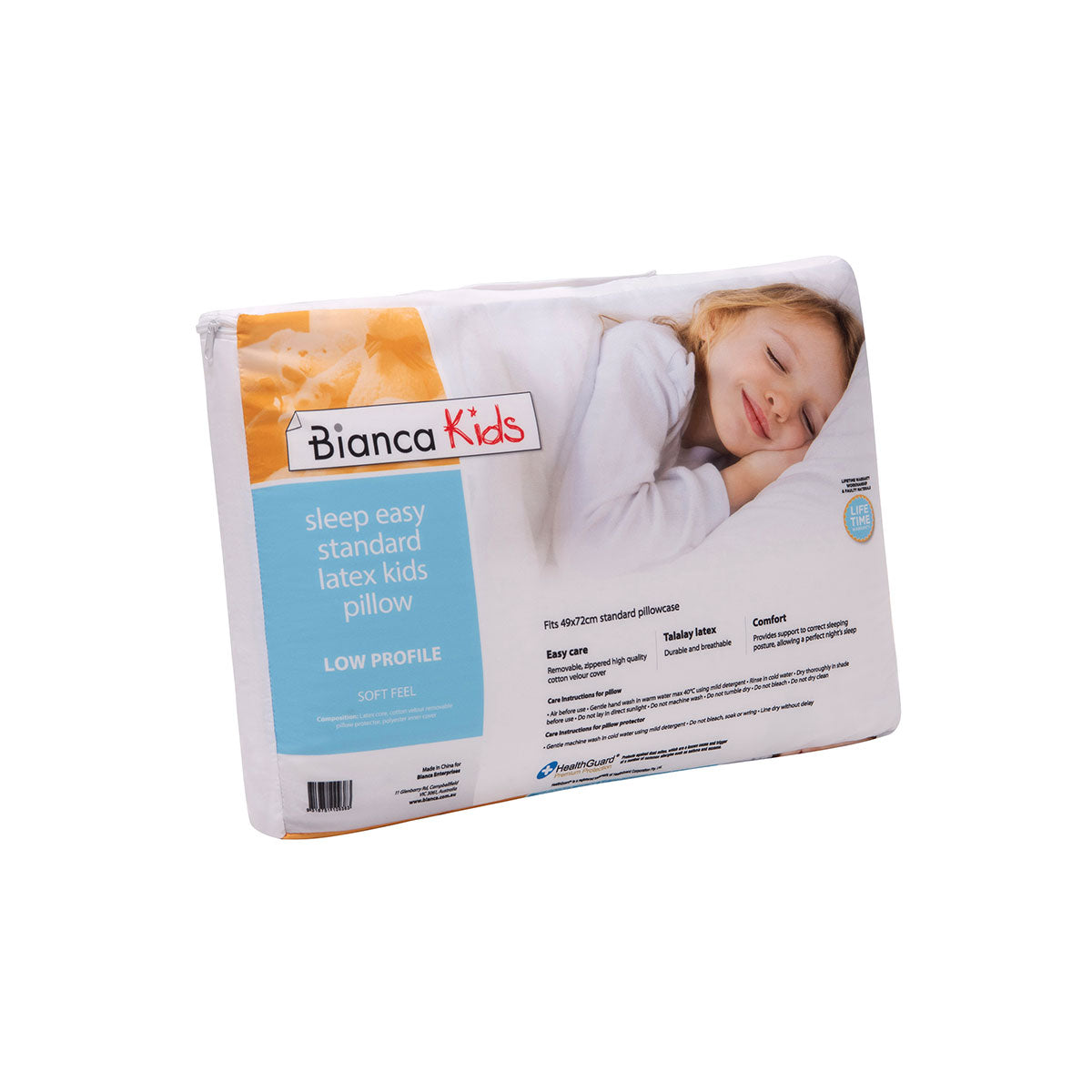 Bianca Talalay Latex Kids Pillow - 60 x 40 x 14 cm, Cotton Velour Cover - SuperSaverAU - view 1