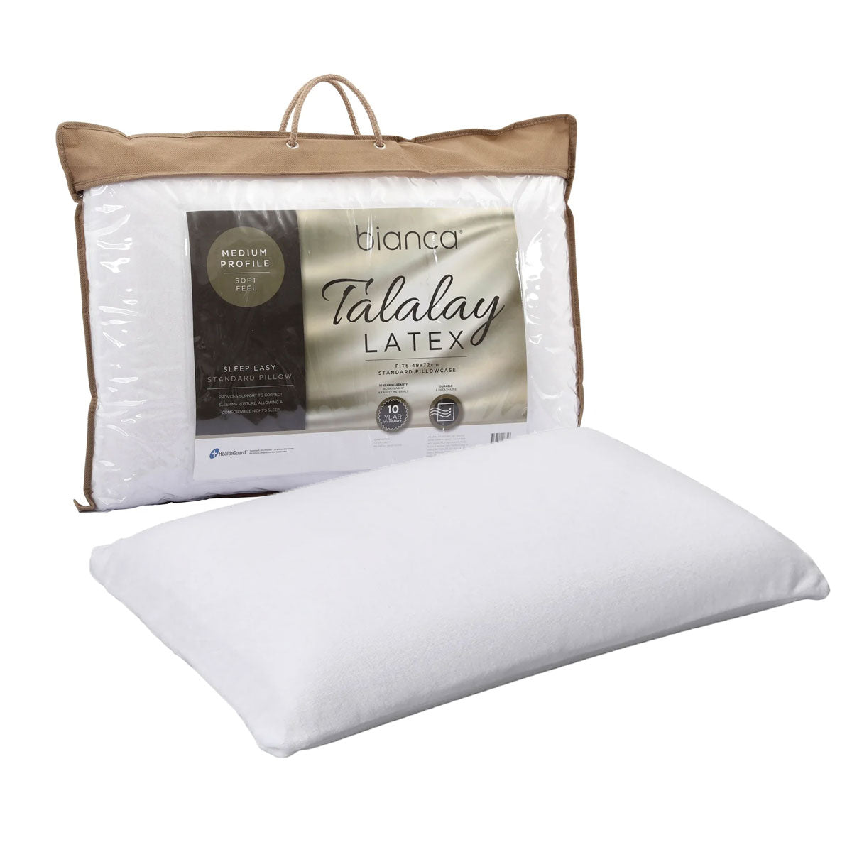 Bianca Talalay Latex Pillow - Soft Profile 60 x 40 x 14 cm, Cotton Velour Cover - SuperSaverAU - view 1