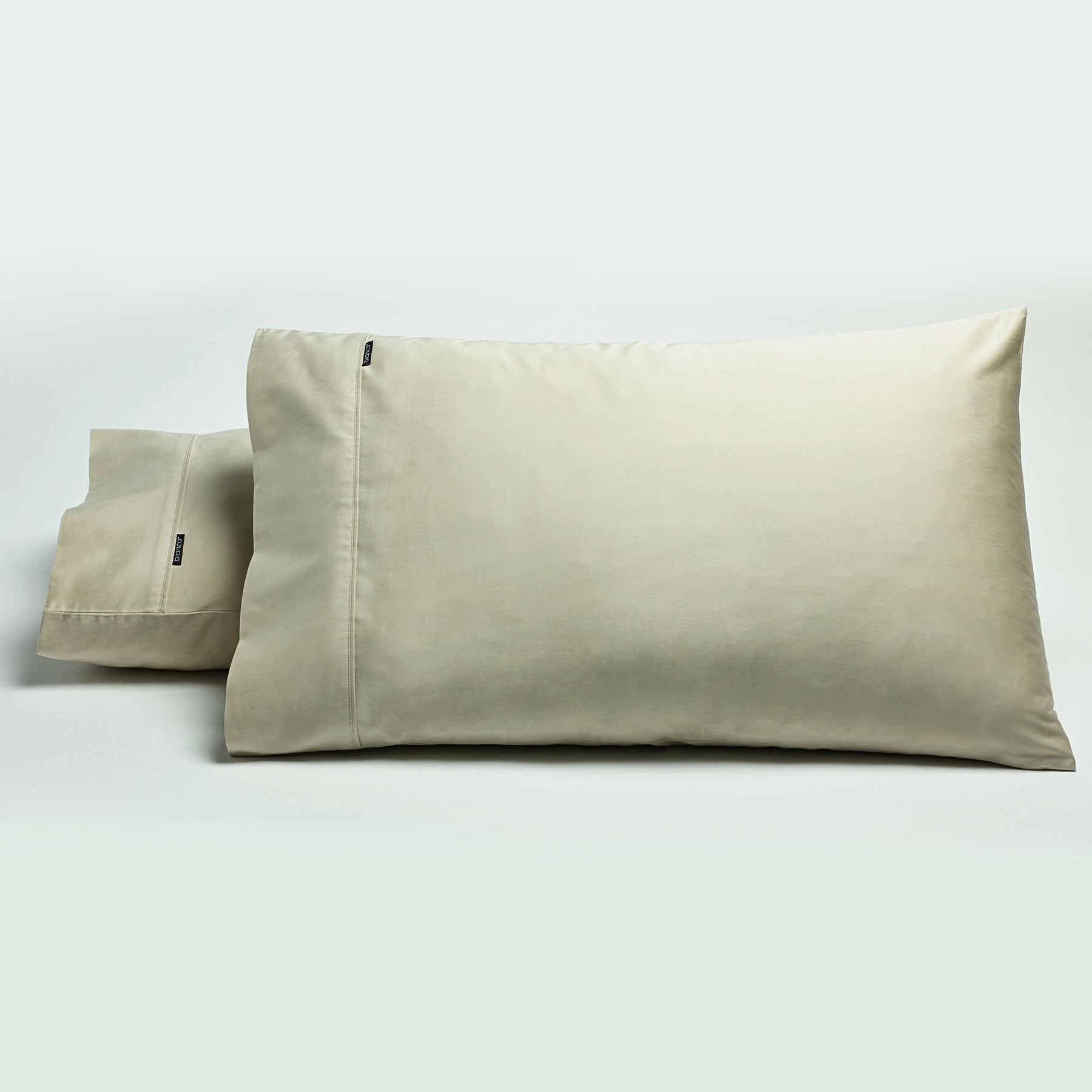 Bianca 500TC Cotton Sateen Standard Pillowcases - Stone, Pair