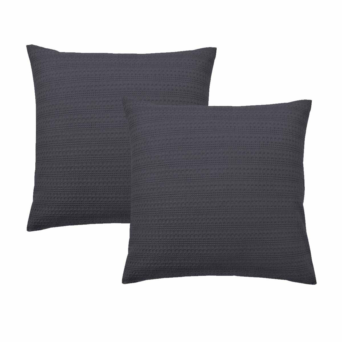 Bianca Kahlani Charcoal Waffle European Pillowcases – 65 x 65cm Pair