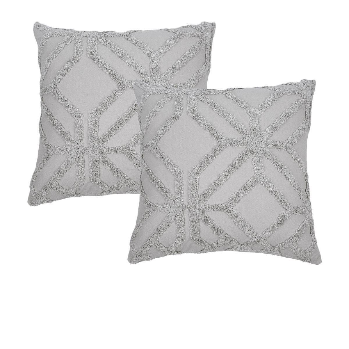 Bianca Willow Silver European Pillowcases - 2 Pack, 65 x 65 cm, Chenille Design - SuperSaverAU - view 1