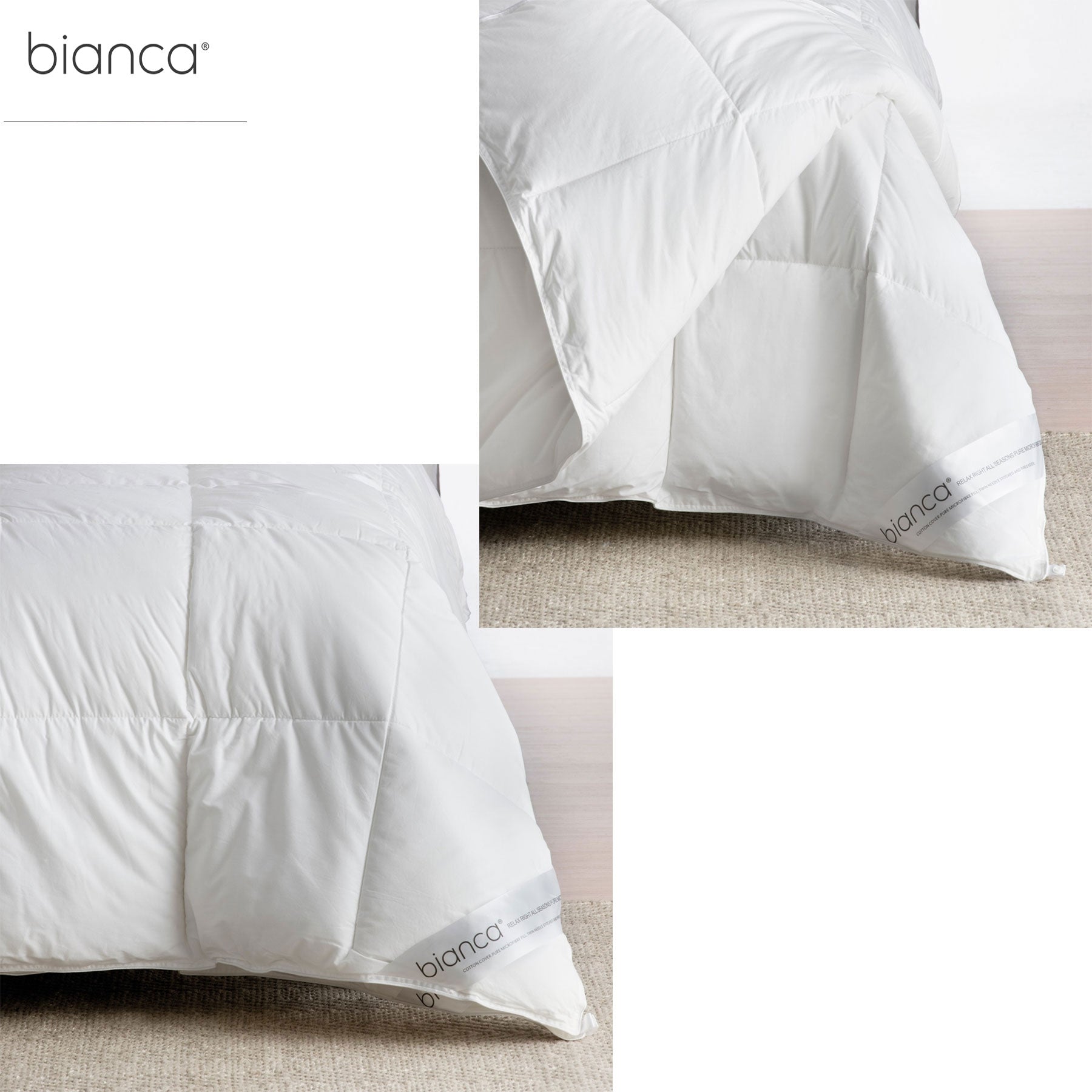 Bianca Pure Microfibre All Seasons Quilt 180 x 210 cm - 550GSM, Cotton Cover - SuperSaverAU - view 3