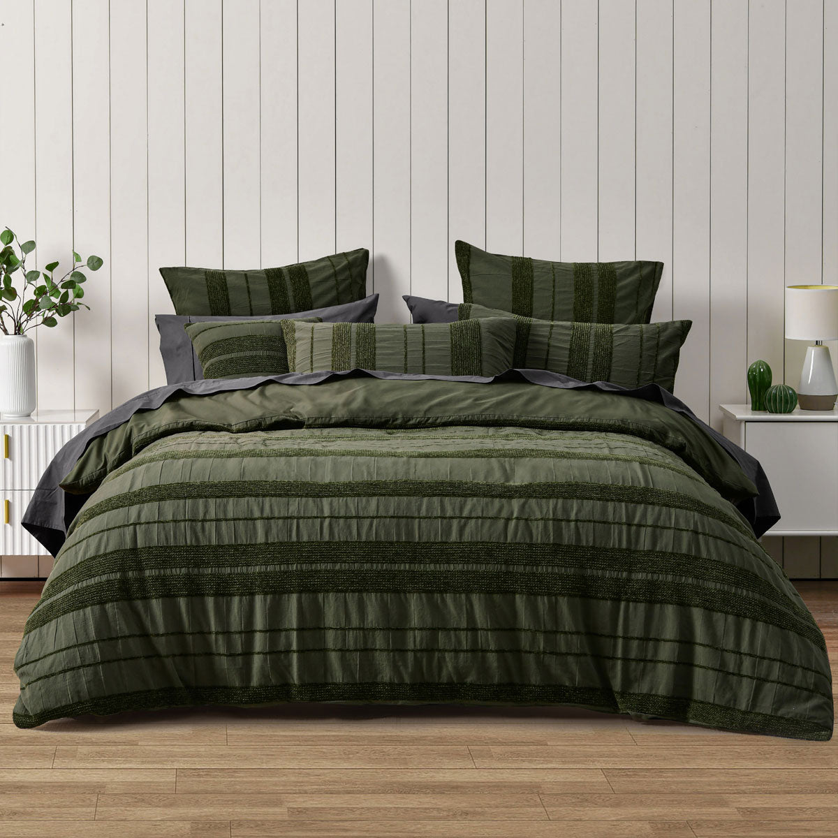 Bianca Avery Forest Chenille Stripe Quilt Cover Set – King