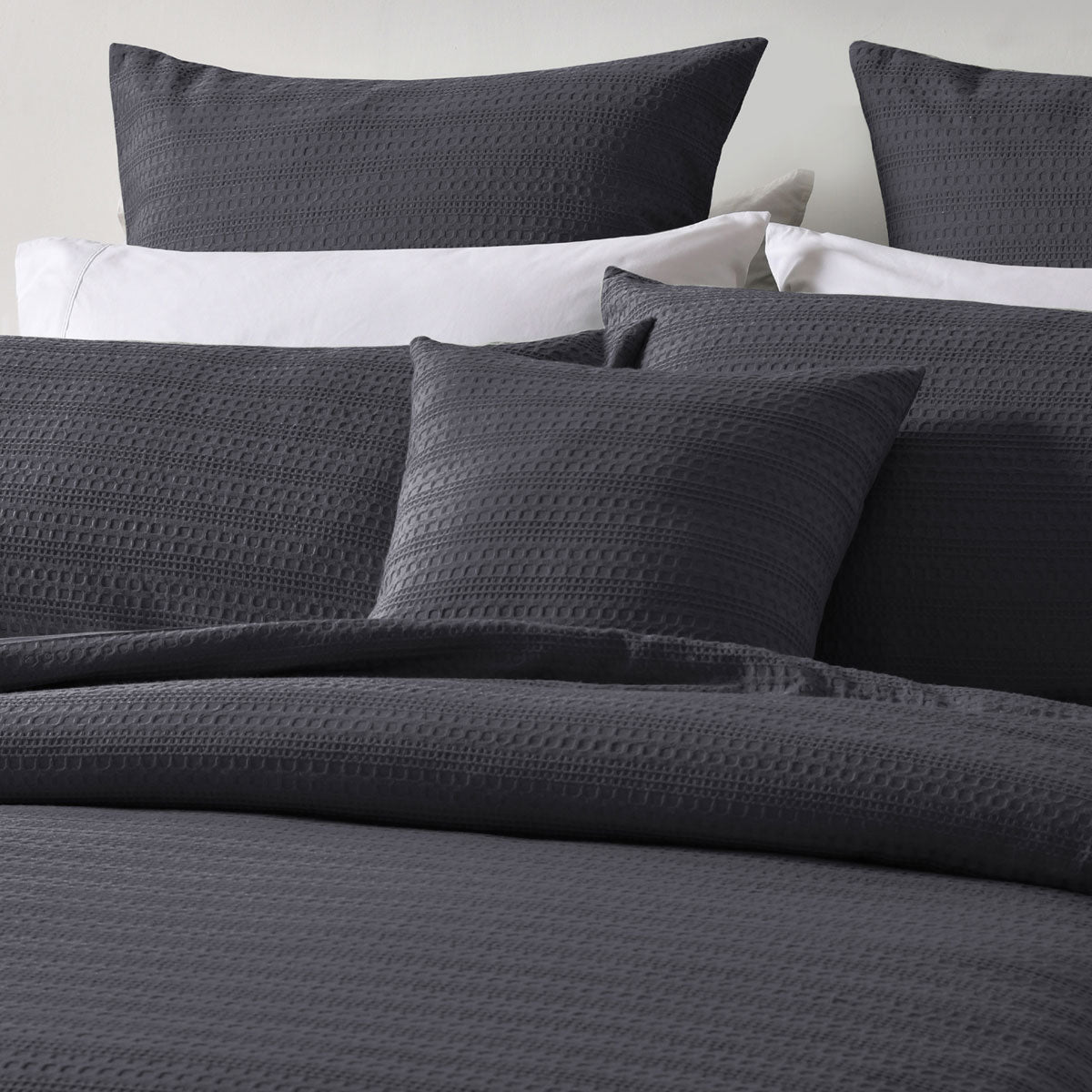 Bianca Kahlani Charcoal Waffle Quilt Cover Set – King