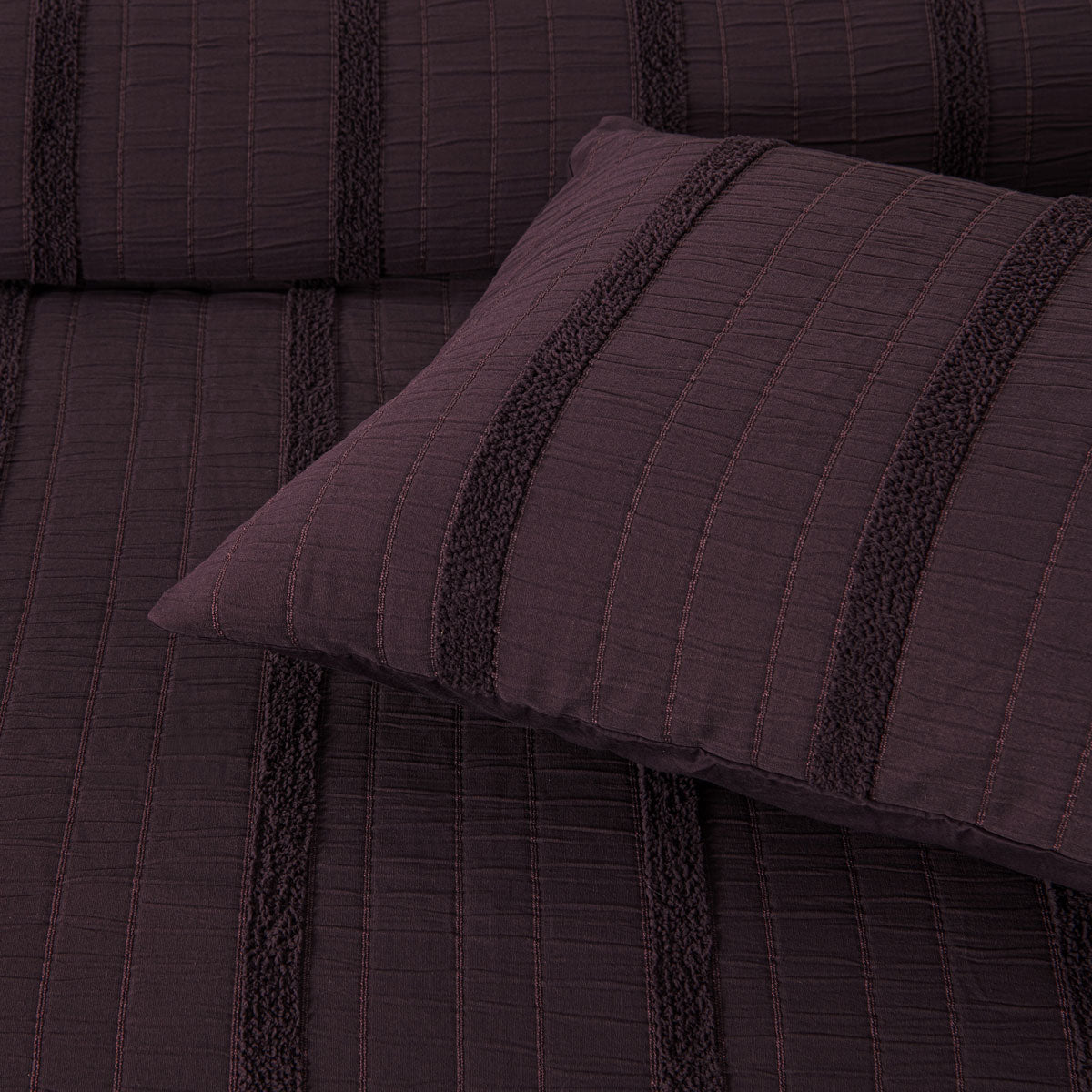 Bianca Malua Jacquard Striped Quilt Cover Set - Grape, Queen