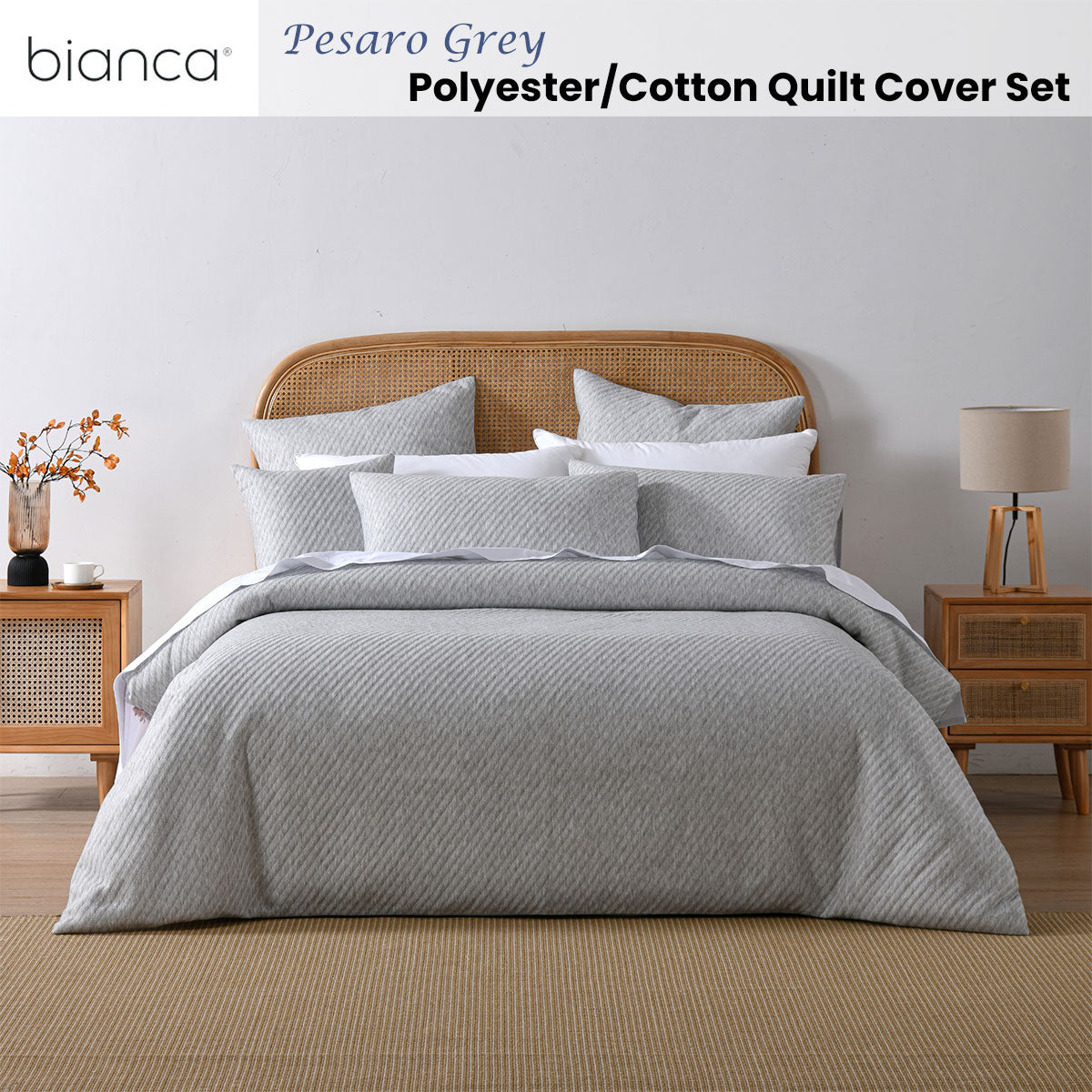 Bianca Pesaro Grey Quilt Cover Set King - Polyester Cotton - SuperSaverAU - view 2