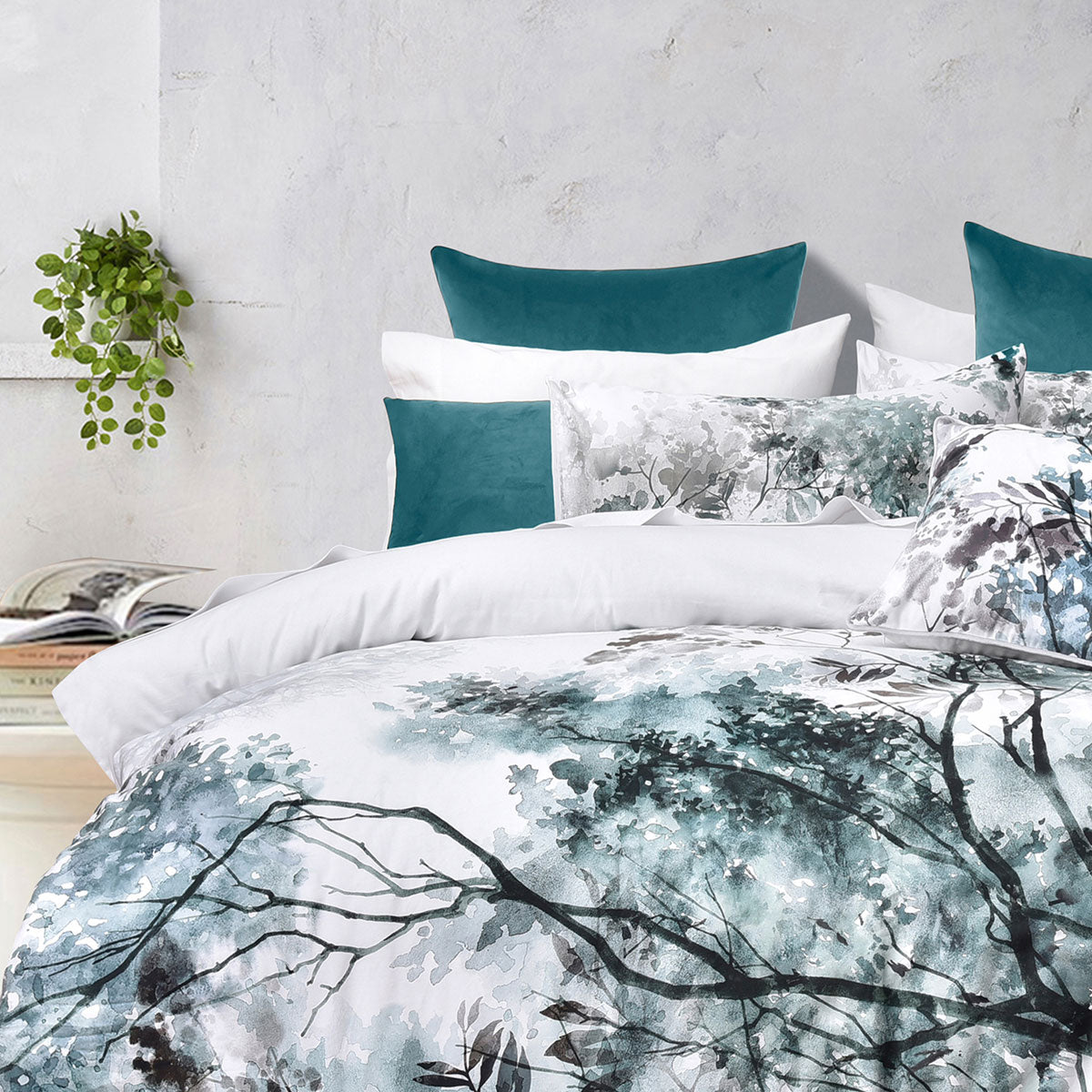 Bianca Sherbrooke White Cotton Sateen Quilt Cover Set Queen - Tree Branch Design - SuperSaverAU - view 3