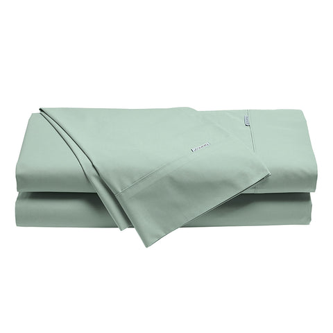 Bianca Heston Cotton Percale Sheet Set with 300TC Finish - Sage, Queen