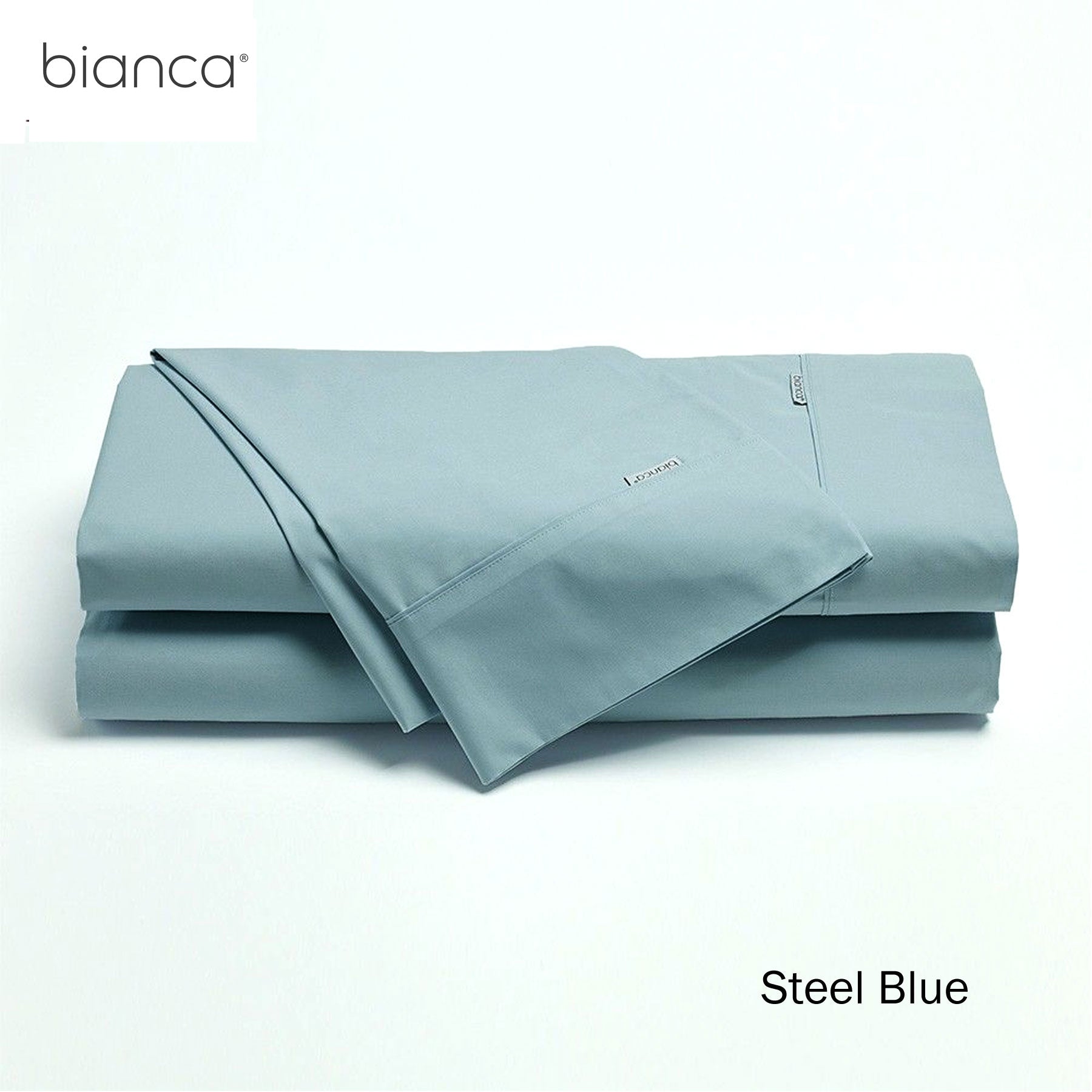 Bianca Heston Cotton Percale Sheet Set – Steel Blue King Single, 300TC