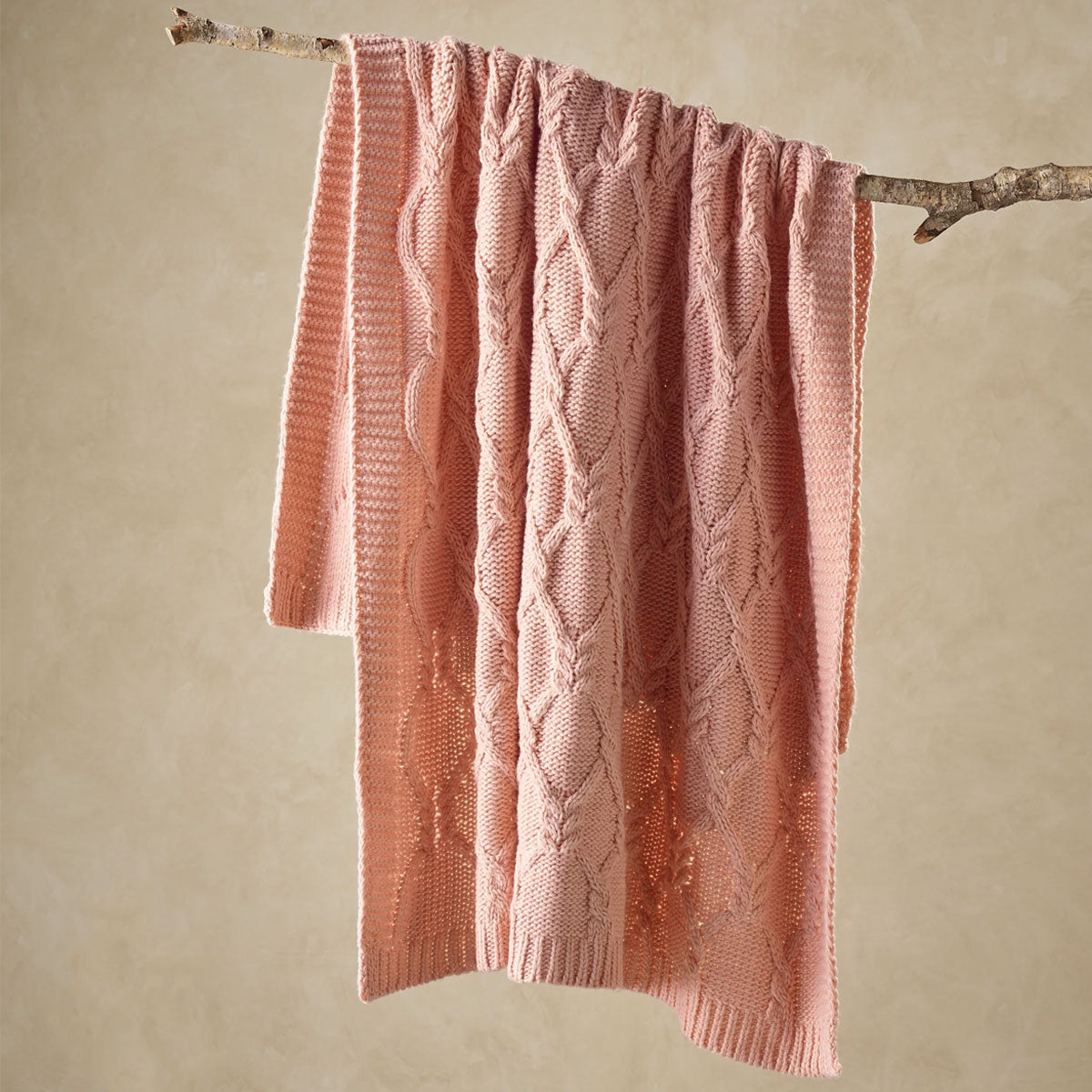 Bianca Johnson Knitted Throw Rug 130 x 160 cm - Soft Acrylic, Machine Washable, Blush - SuperSaverAU - view 1