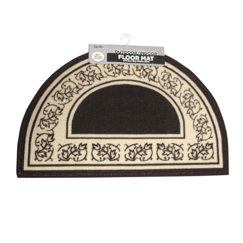 Newton Half Moon Floor Mat 50 x 80cm - Coffee, Non-Skip Rubber Backing - SuperSaverAU - view 1