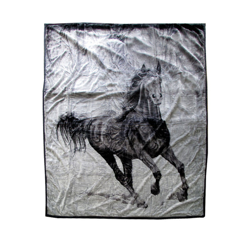 Galloping Horse 675gsm 2 Ply 3D Print Faux Mink Blanket Queen 200x240 cm - SuperSaverAU - view 1