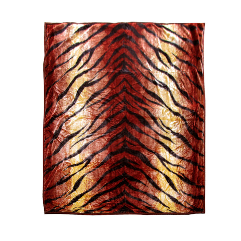 675gsm 2 Ply Animal Print Faux Mink Blanket Queen 200x240 cm Tiger Design - SuperSaverAU - view 1