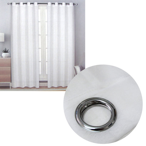 Solid Colour Sheer Eyelet Curtains 137 x 213 cm - White, Easy to Hang - SuperSaverAU - view 1