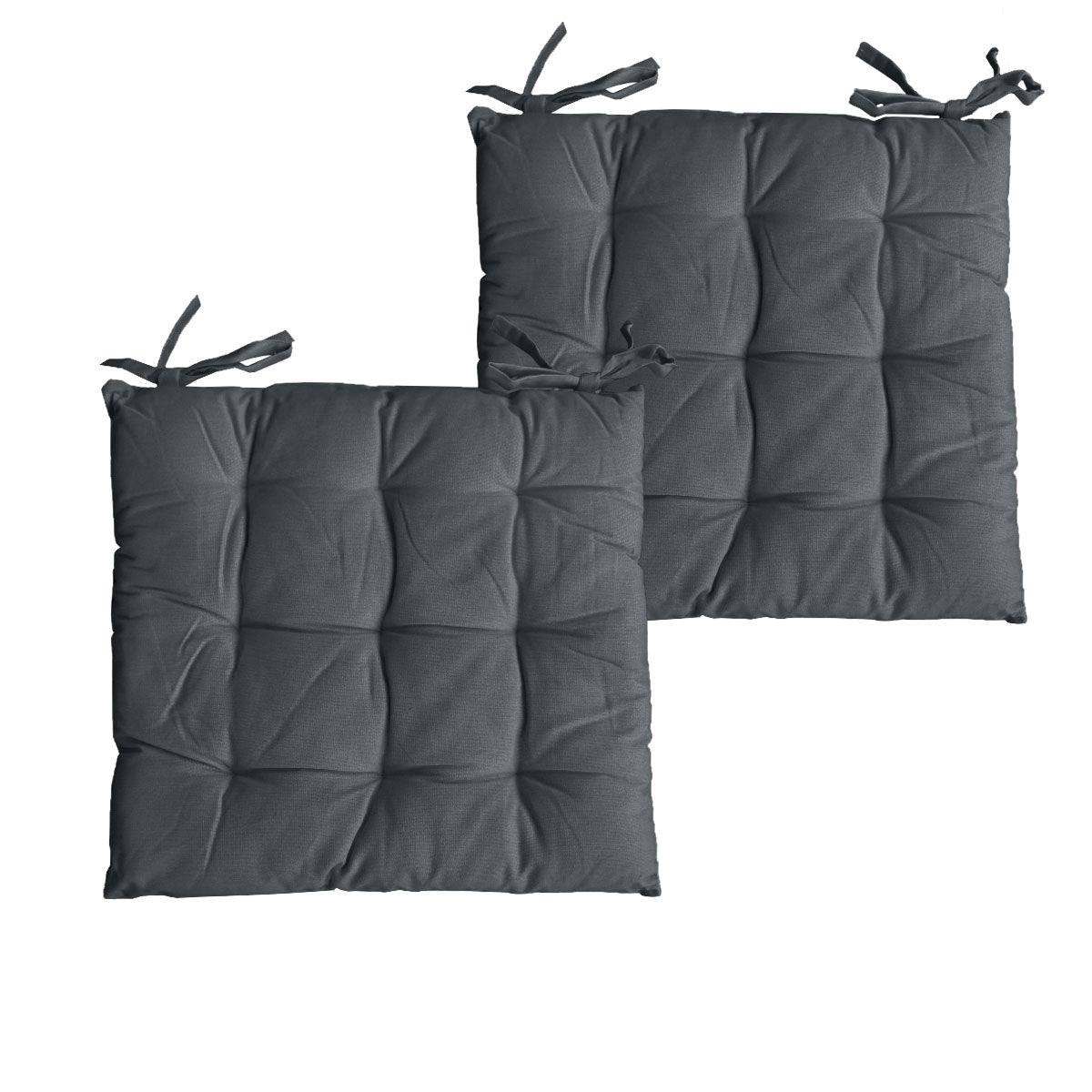 Colter Set of 2 Cotton Chair Pads 40 x 40 cm - Solid Colour, Machine Washable - SuperSaverAU - view 1