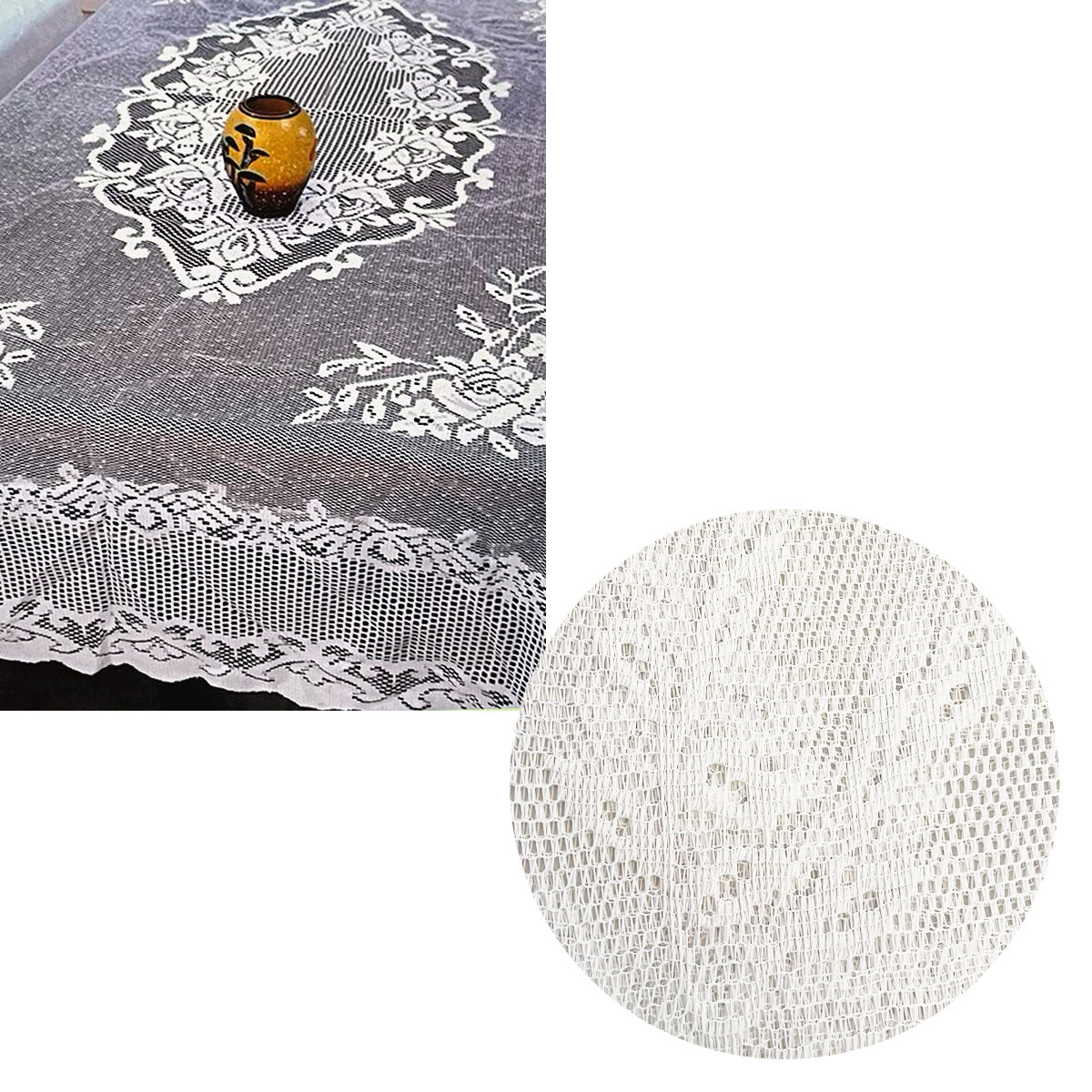 Rosie White Large Deluxe Lace Tablecloth 150cm x 230cm for 6 to 8 Seaters - SuperSaverAU - view 1