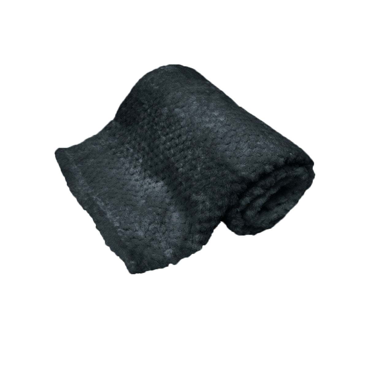 180GSM Soft Popcorn Coral Fleece Throw Rug 127 x 152cm - Charcoal, Solid Colour Design - SuperSaverAU - view 1