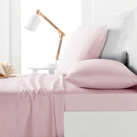 Belmondo 225TC Sheet Set Blush - King, Easy Care, Machine Washable - SuperSaverAU - view 1
