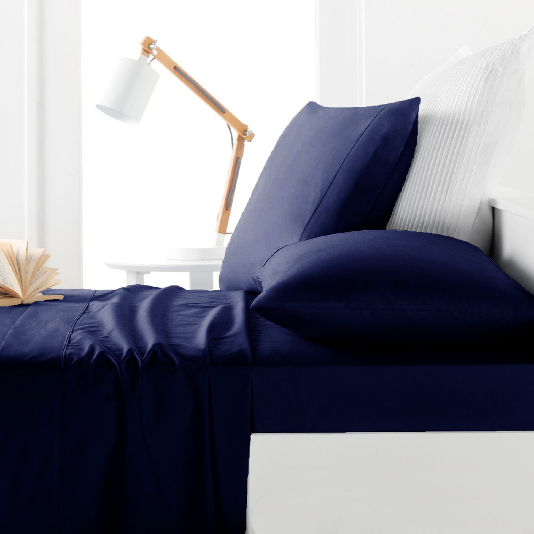 Belmondo 225TC Navy Sheet Set - Double, Easy Care, Machine Washable - SuperSaverAU - view 1