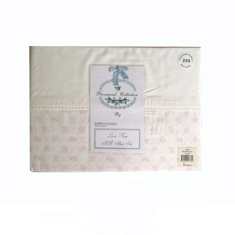 Belmondo Shabby Chic 225TC Lara Rose Sheet Set Single - Floral Print, Lace Trim - SuperSaverAU - view 1