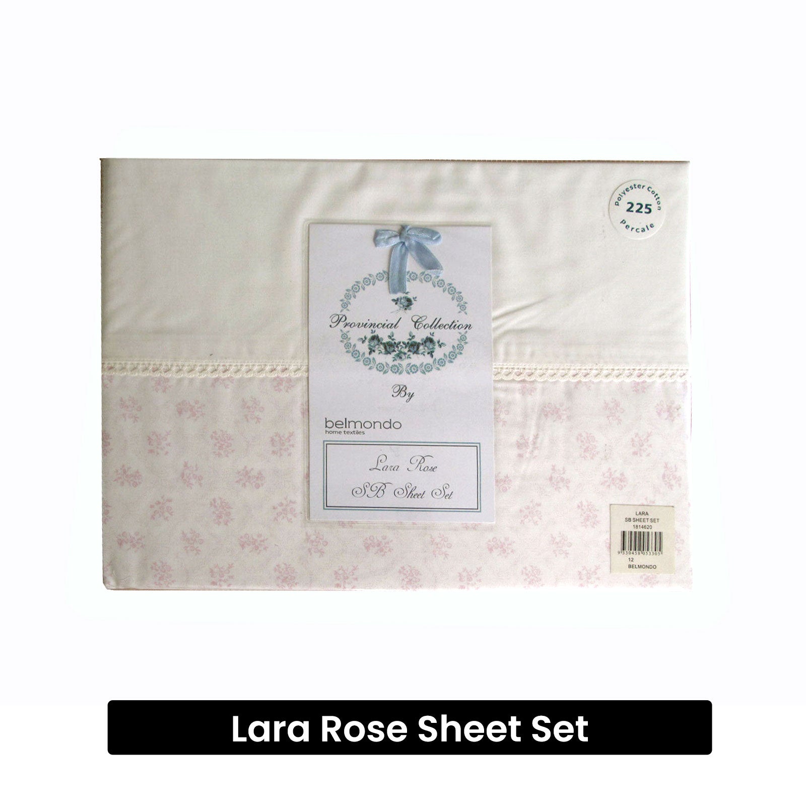 Belmondo Shabby Chic 225TC Lara Rose Sheet Set Single - Floral Print, Lace Trim - SuperSaverAU - view 2