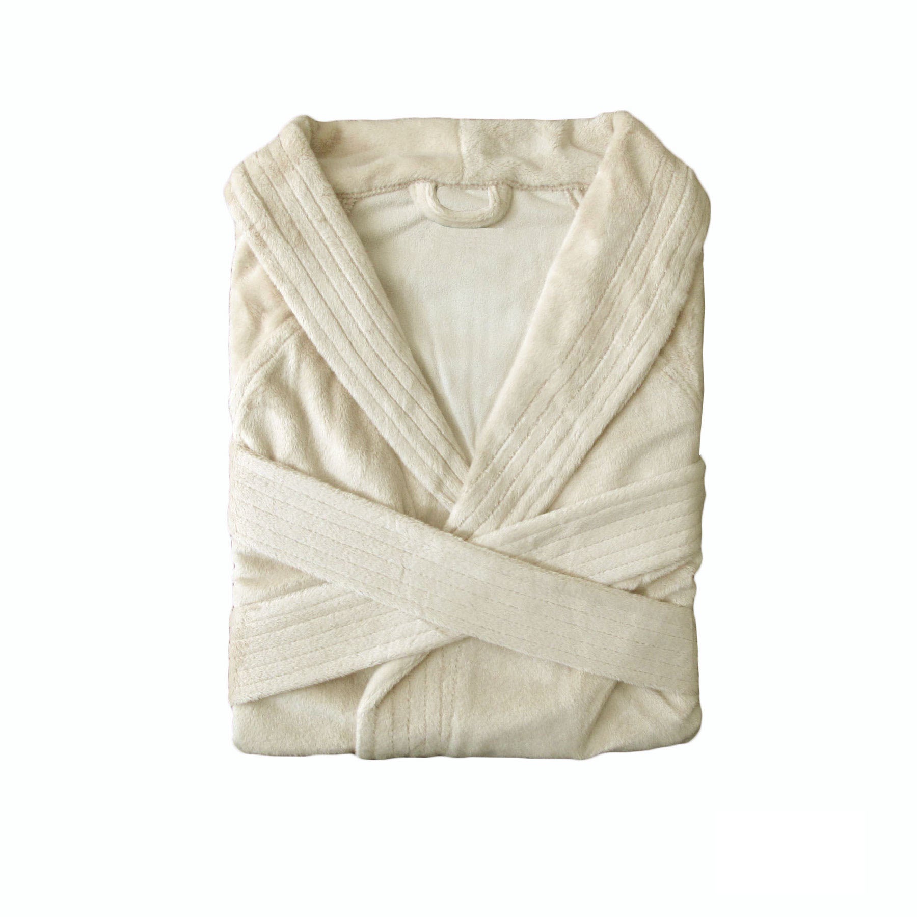 Phase 2 Suede-Mink Bath Robe Ecru, Solid Colour, 100% Polyester, 1 x Bath Robe - SuperSaverAU - view 1