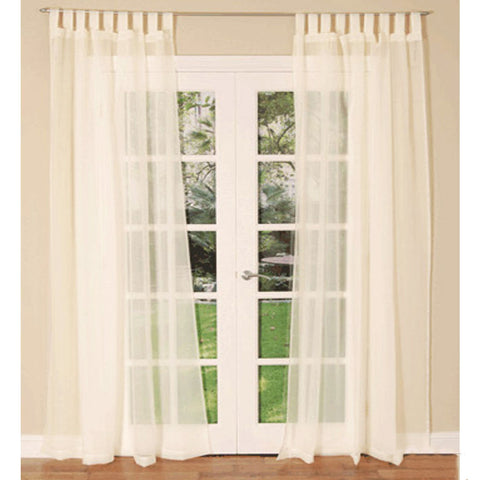 Sheer Mosquito Net Tab Top Curtains 150 x 240 cm Cream - 100% See Through - SuperSaverAU - view 1