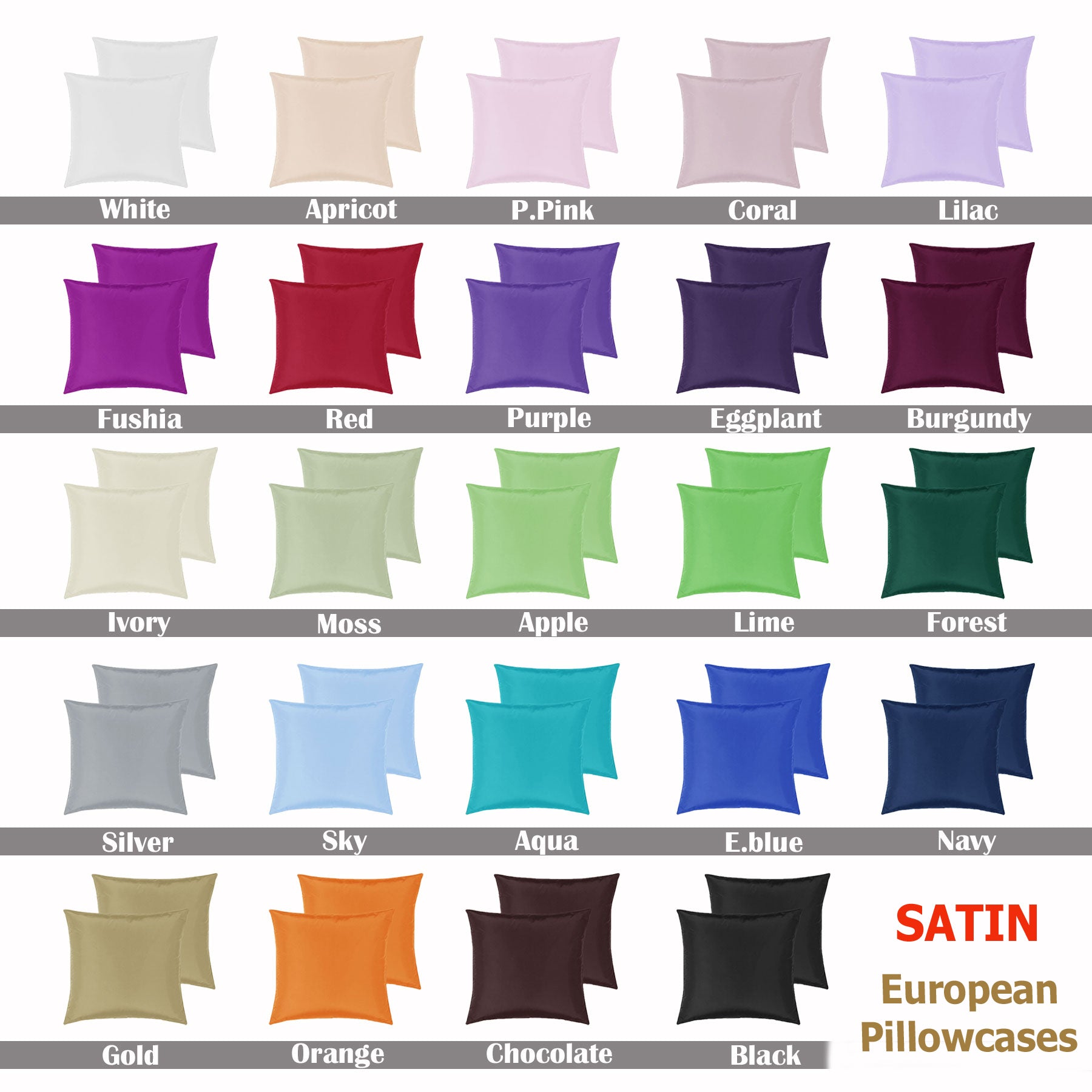 PepperMill Satin Pillowcases Pair 66cm x 66cm Coral - Soft, Machine Washable - SuperSaverAU - view 2