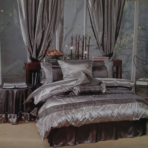 Boudoir Caledonia Black Silver Quilt Cover Set 140x210cm with Pintucking Design - SuperSaverAU - view 1