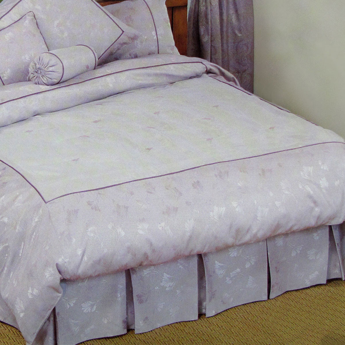 Phase 2 Sophia Lilac Jacquard Valance King - Floral Design, 180 x 203 + 33cm - SuperSaverAU - view 1