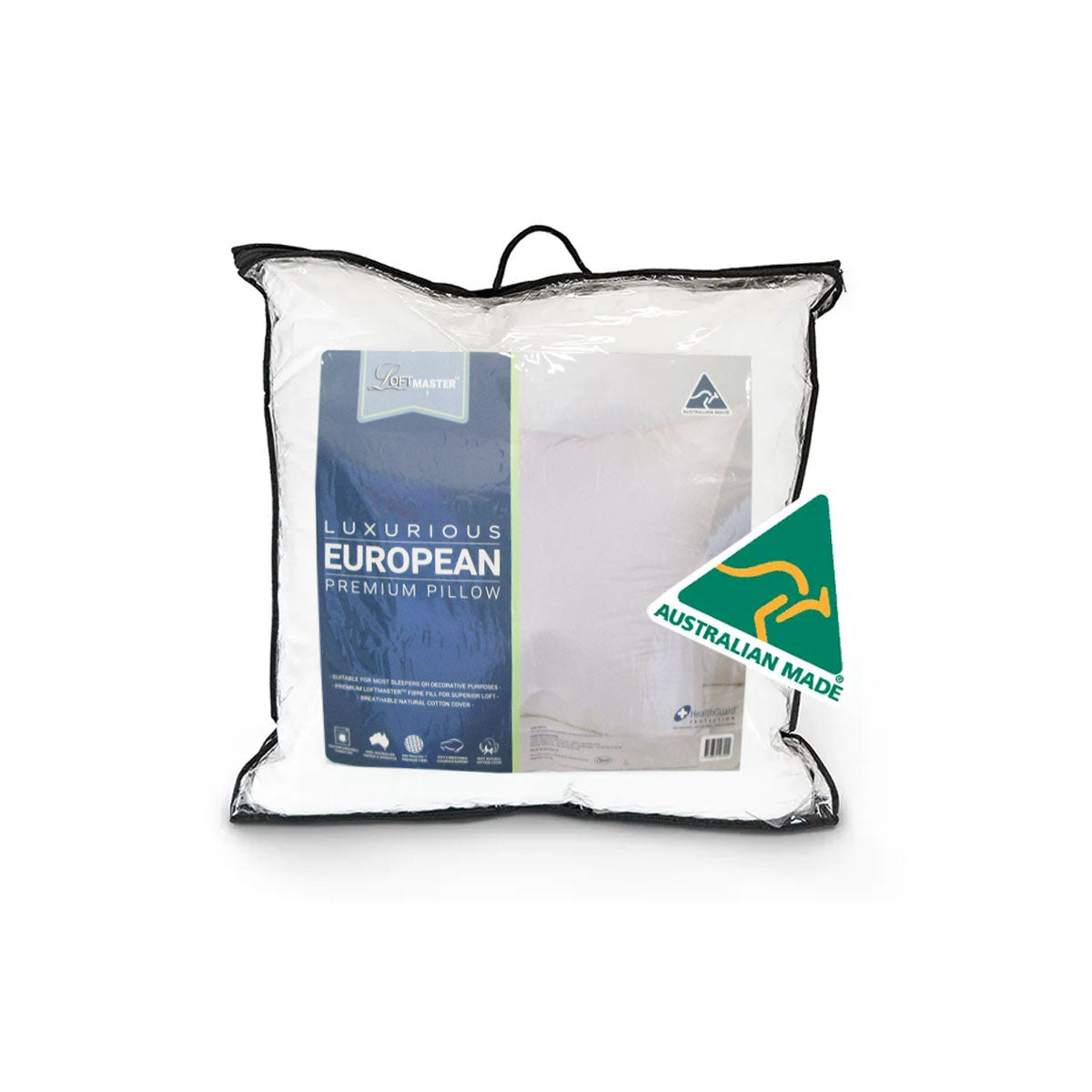 LoftMaster Luxurious Cotton Cover European Pillow 65 x 65 cm - Breathable Fill - SuperSaverAU - view 1