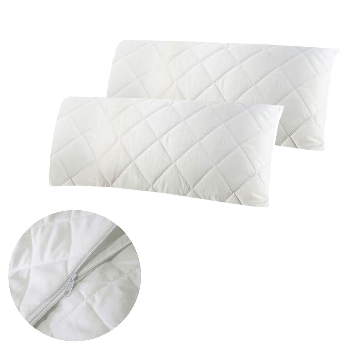 Easyrest King Quilted Pillow Protectors 52 x 92 cm - Durable, All Seasons, Zip Closure - SuperSaverAU - view 1