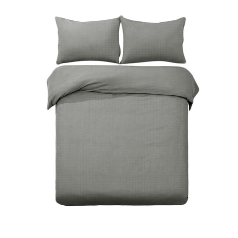 Designer Selection Denver Embossed Microfiber Quilt Cover Set Grey King 245x210 cm - SuperSaverAU - view 1