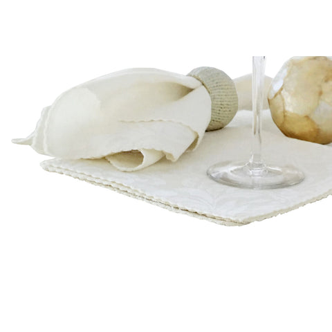 Hoydu Set of 6 Damask Embossed Polyester Cotton Napkins 40 x 40cm - Bright White - SuperSaverAU - view 1