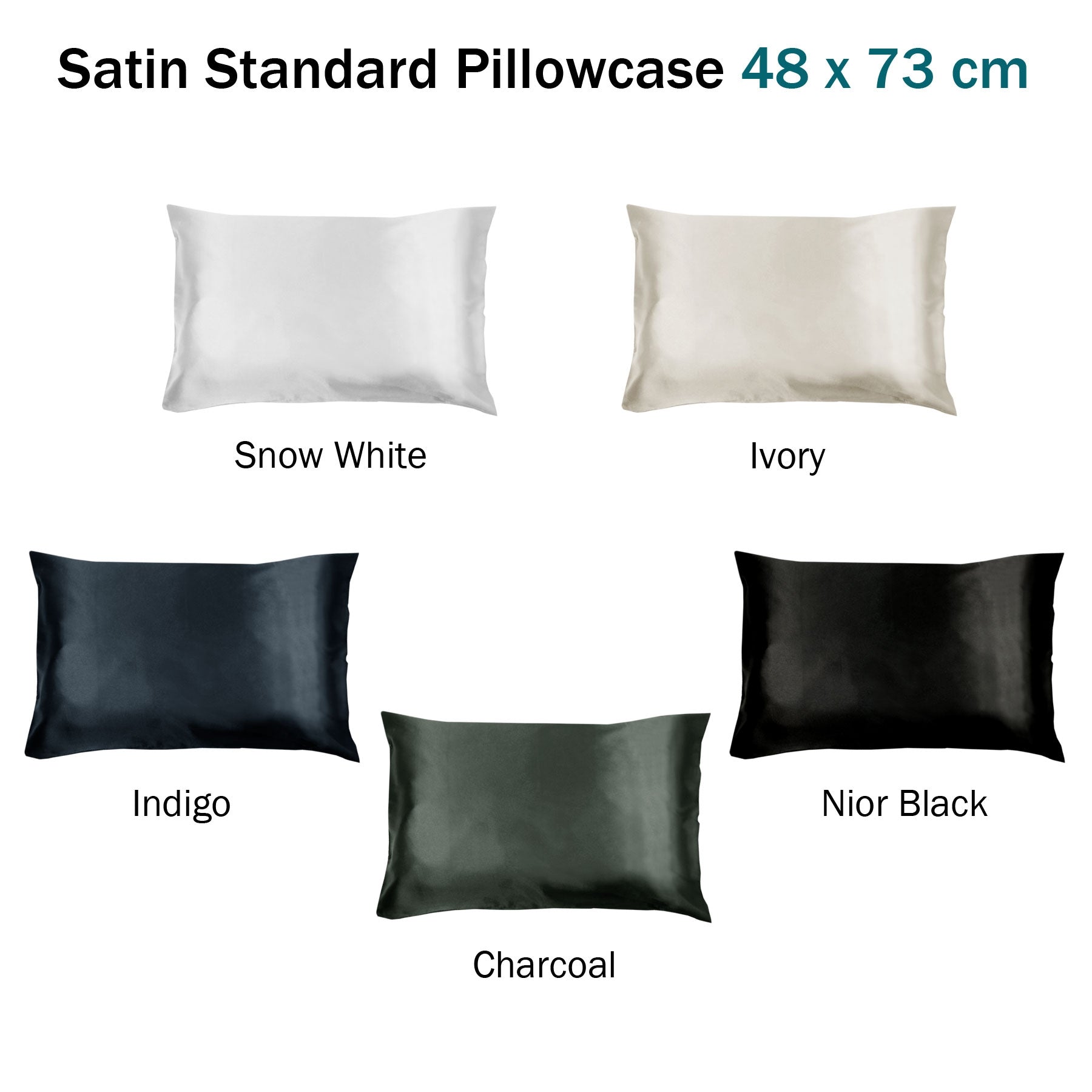 Invitation Satin Pillowcase Indigo - Solid Colour, 48 x 73 cm, Polyester - SuperSaverAU - view 1