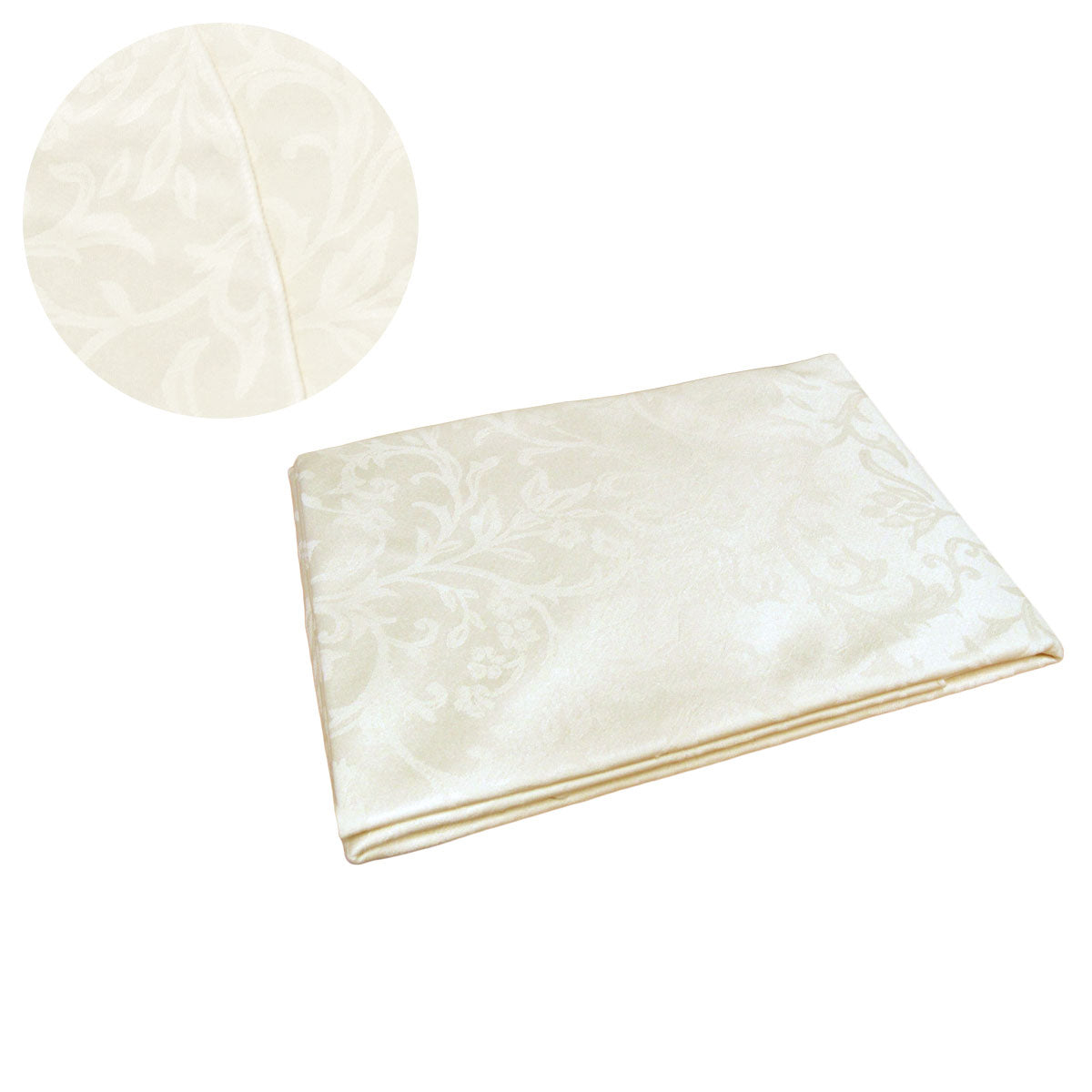 Assorted Damask Jacquard Polyester Tablecloth 180cm Round - Spring Cream - SuperSaverAU - view 1