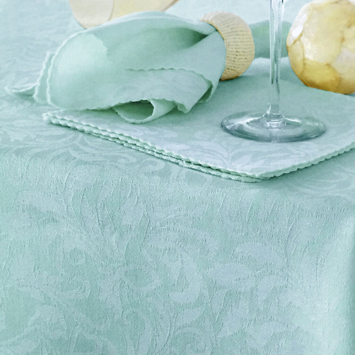 Hoydu Damask Embossed Tablecloth 180 cm Round Light Turquoise, Wrinkle Free - SuperSaverAU - view 1